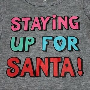 Okie Dokie Toddler Graphic Shirt 2T Long Sleeve Gray "Staying Up For Santa" NWT